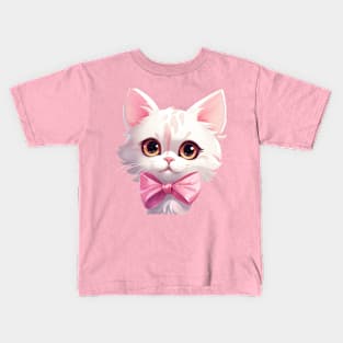 Cute White Kityy Retro Cartoon Style Kids T-Shirt